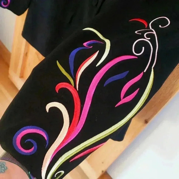 Psalm CIV Black Blazer Vintage 80s Statement Embroidered Jacket size 24W - Picture 3 of 8